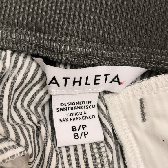 Athleta Brooklyn Textured Ankle Pant City Stripe Black/Sea Size 8 Petite - Picture 12 of 14